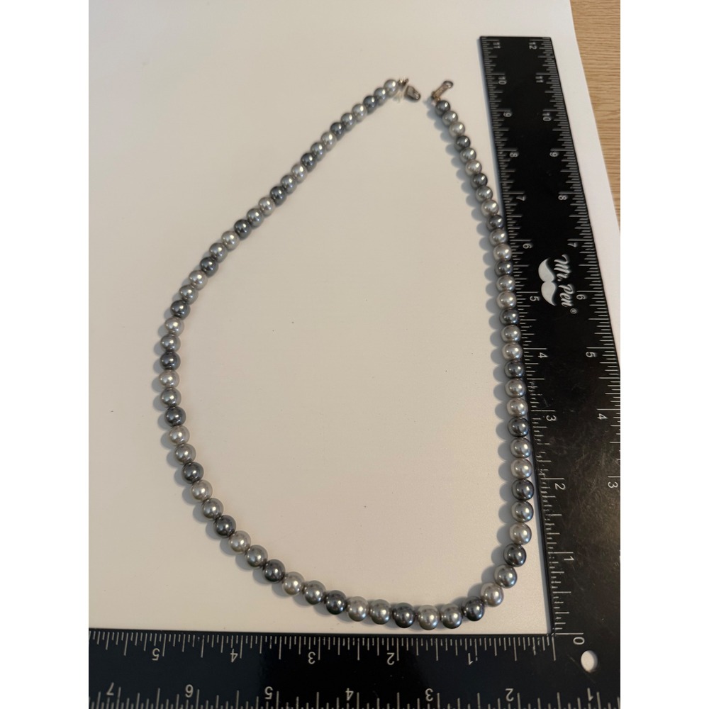 Napier Vintage Grey Silver Faux Pearl Strand Necklace Classic 16 Inch‎ Choker